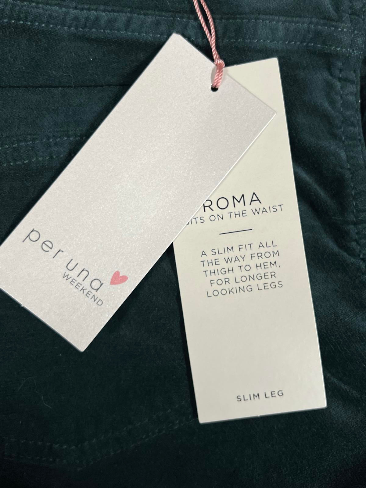 Per Una | Size 12 Regular | Forest Green Velvet-Like Pants