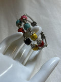 Multi coloured white metal bracelet