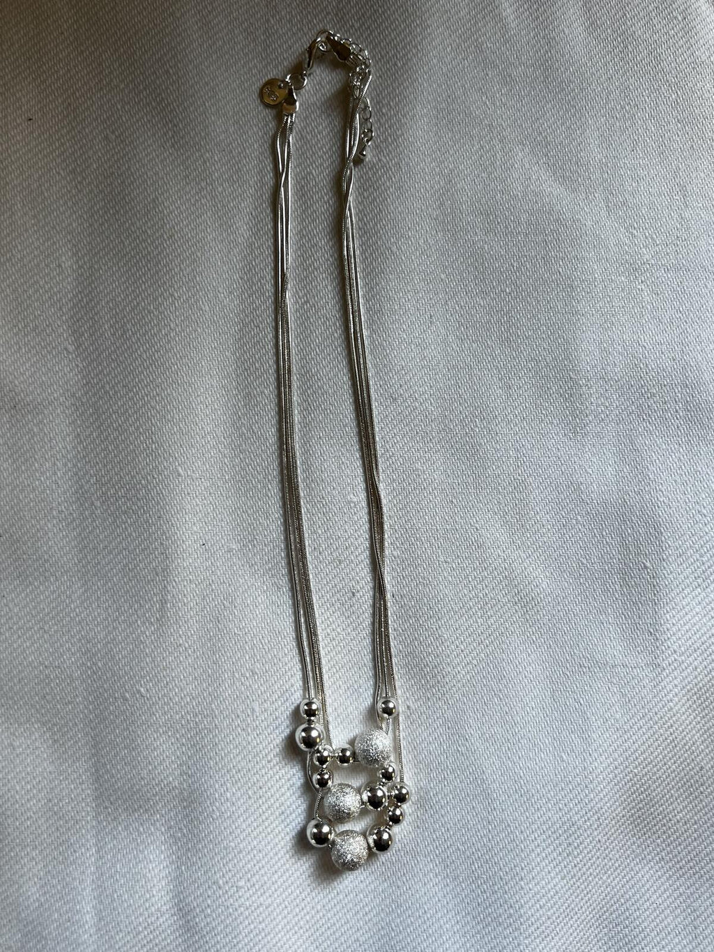 Silver three tier drop necklace