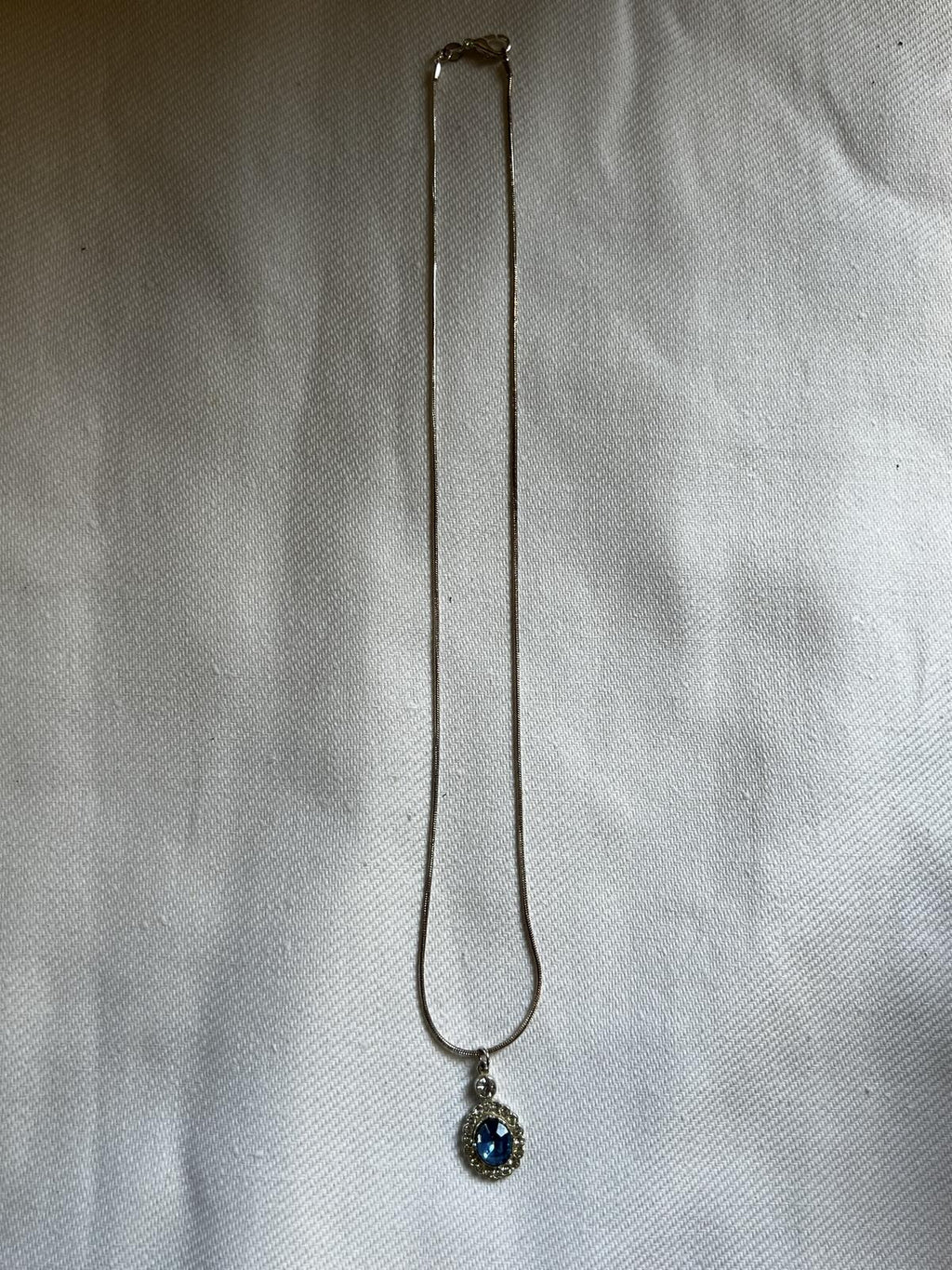 Drop Pendant | Sapphire and Diamond Like | Silver Chain