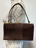 Vintage Dark Brown Snakeprint Leather Riviera Handbag Made In England