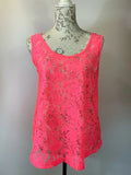 Red Herring | Size 12 |  Y2K Neon Pink Lace Vest Top