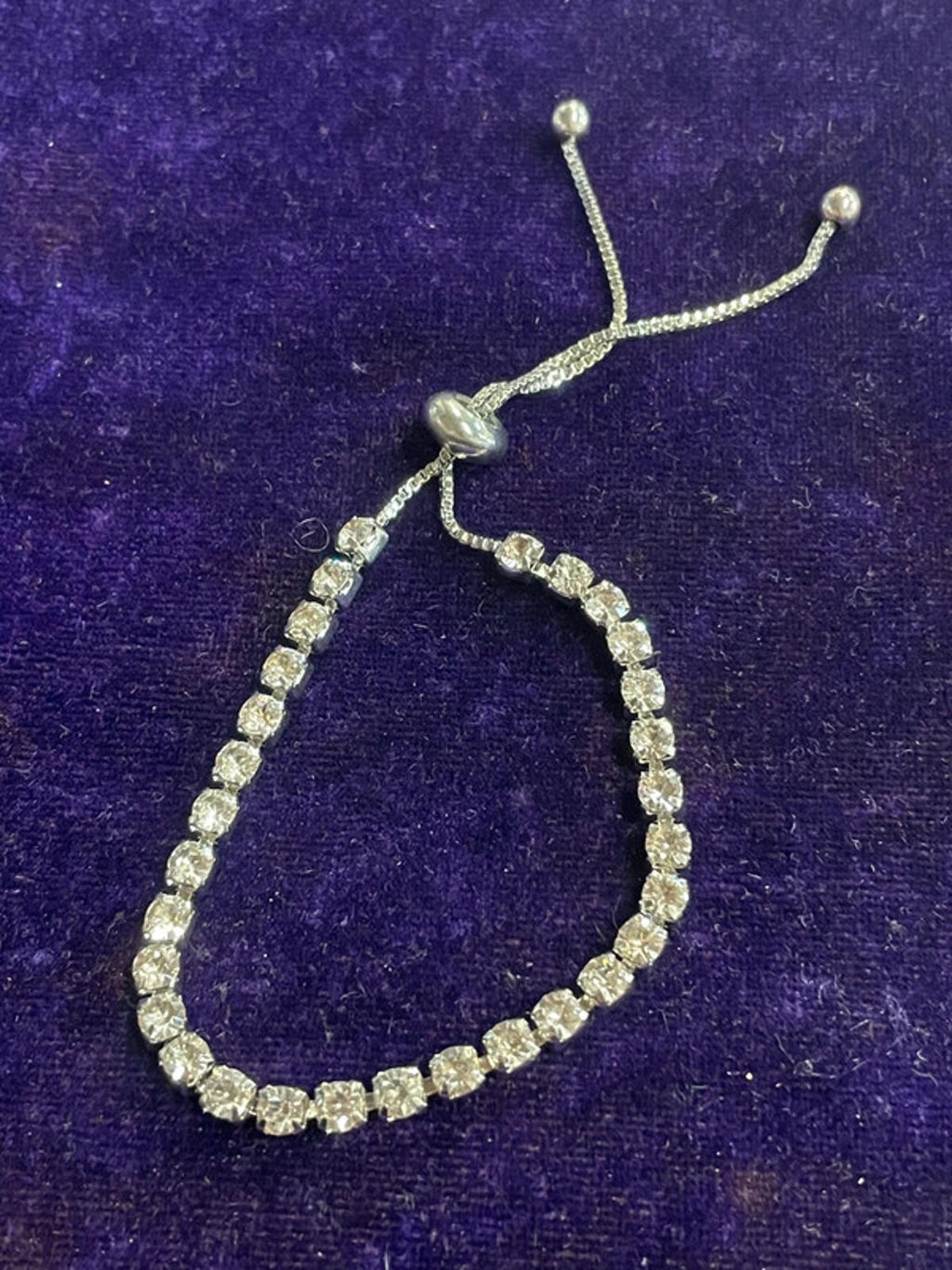 White Metal Diamanté Bracelet | Adjustable | Evening Wear