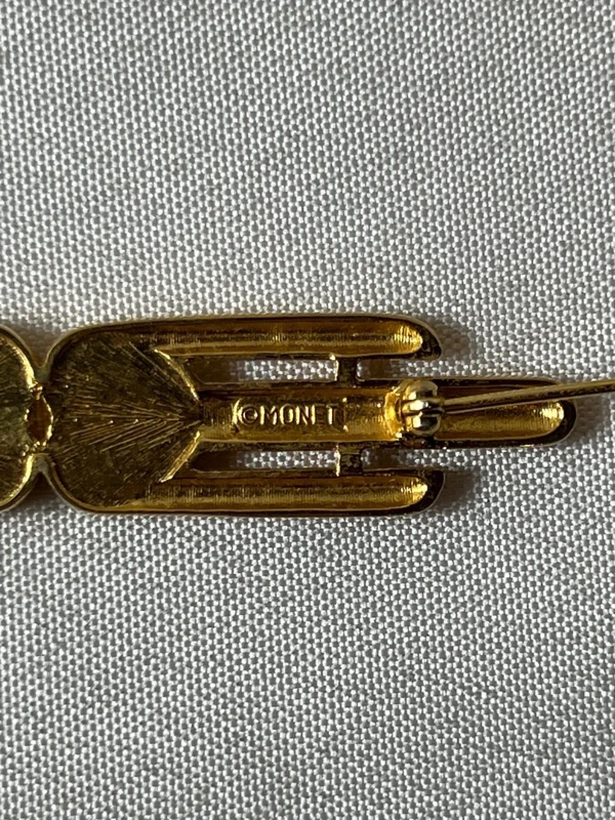 Vintage MONET | Gold Toned Brooch | Clear Rhinestones