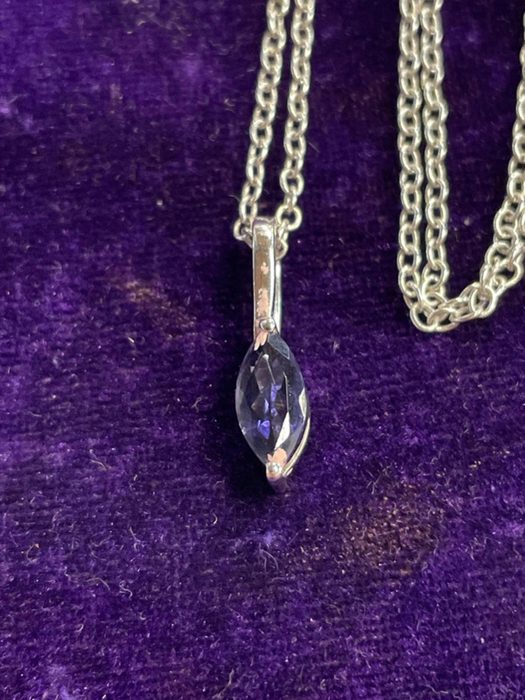 925 Sterling Silver Chain | Cornflower Blue Glass Pendant