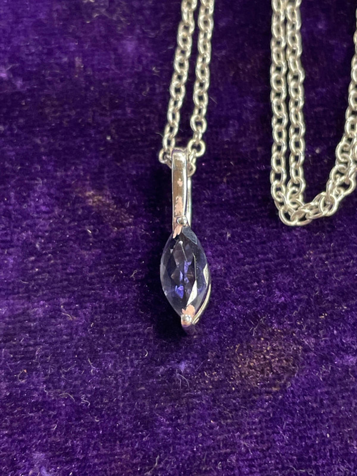 925 Sterling Silver Chain | Cornflower Blue Glass Pendant