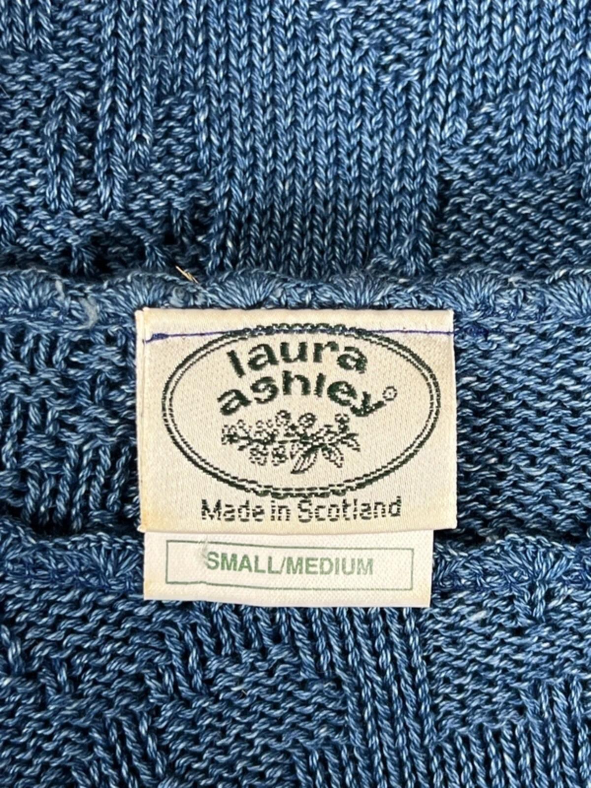 Vintage 1980’s Laura Ashley | S/M | Blue 100% Cotton 3/4 sleeve jumper