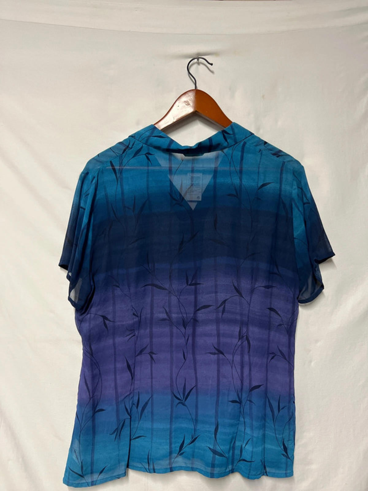 Vintage St Michael | 14 Summer Blouse Shirt | Navy/Turquoise