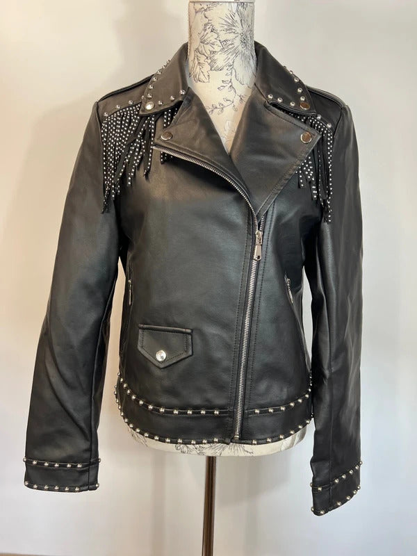 Misspap | XL | Boho Black studded leather jacket
