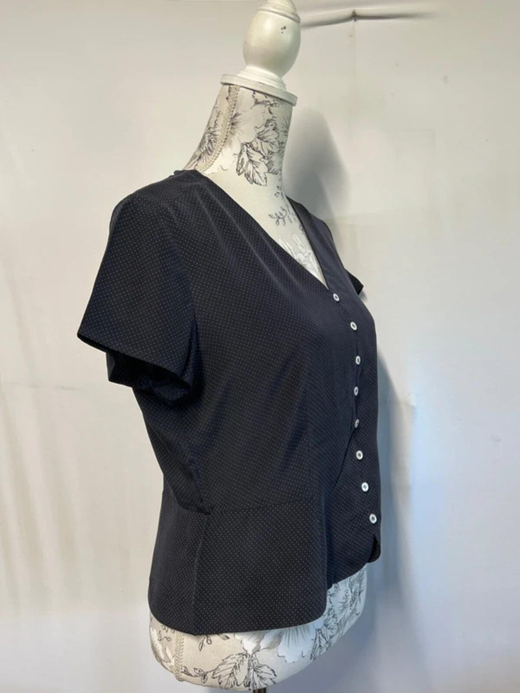 Vintage Laura Ashley | 14 | Navy Silk Blouse