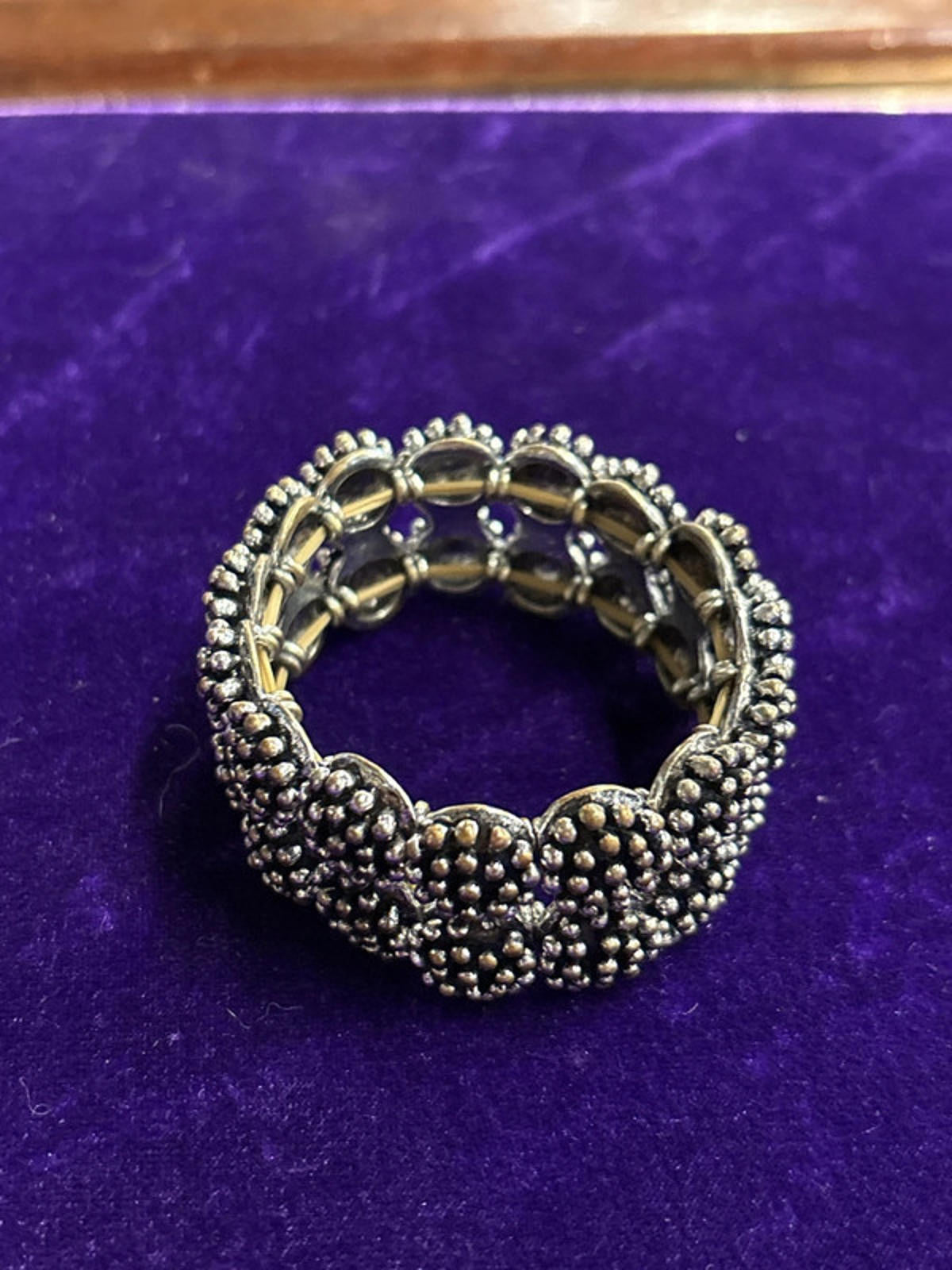 Vintage Elasticated Metal Bangle | Silver | One Size
