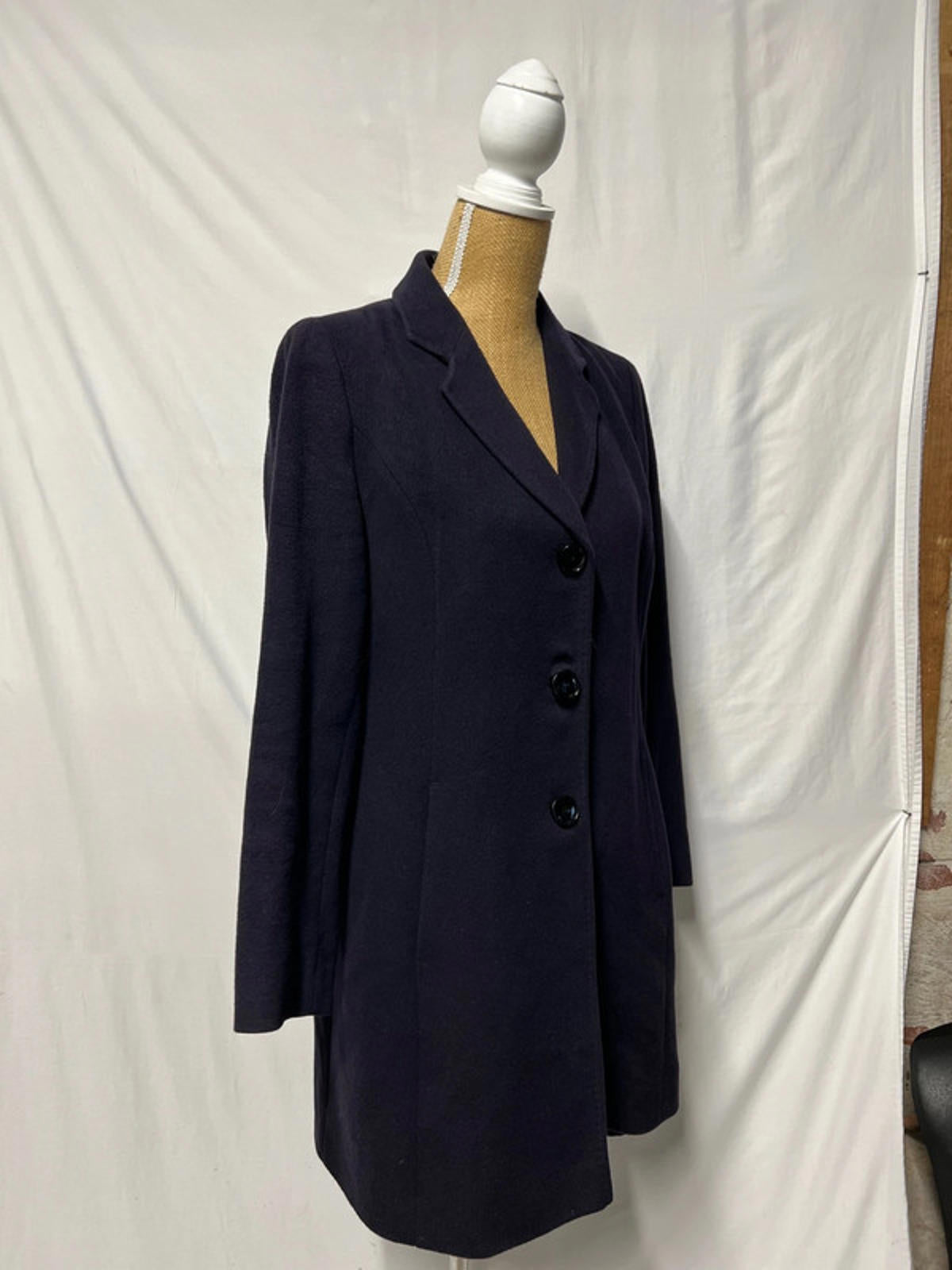 Vintage Navy Madeleine Trenchcoat | 10 | Viscose Blend