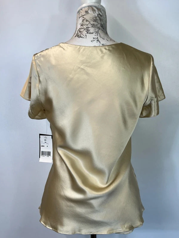 GOLD | 14 | Y2K gold pure silk blouse