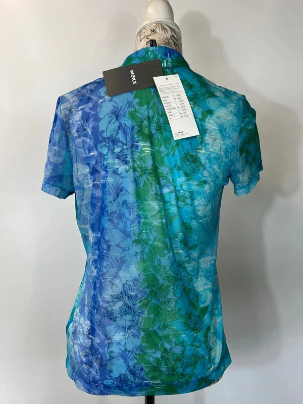 Mexx | Size 12/14 | Blue and green sheer t-shirt | Nylon