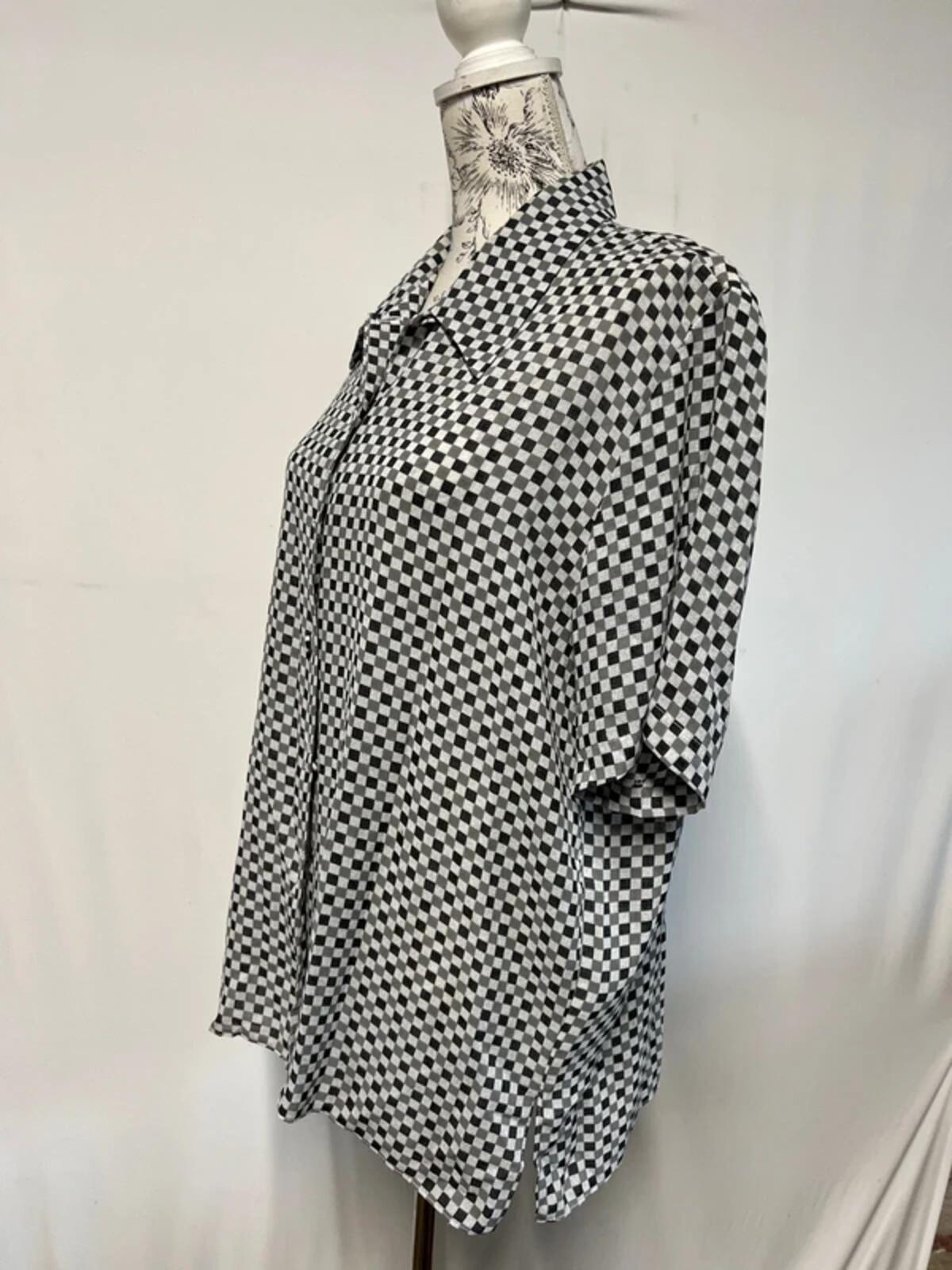Elena | 20 | Y2k Monochrome sheer checkered print T-Shirt | Polyester