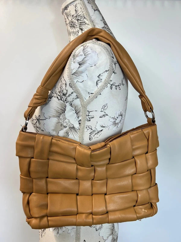 Mango | Tan Woven Faux Leather Handbag | Good
