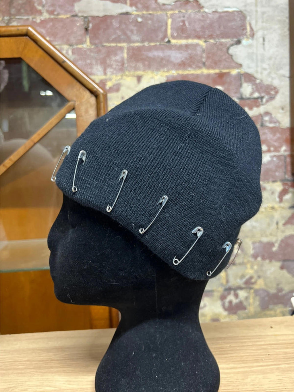 Customised Black Knit Hat | S/M | Punk Style