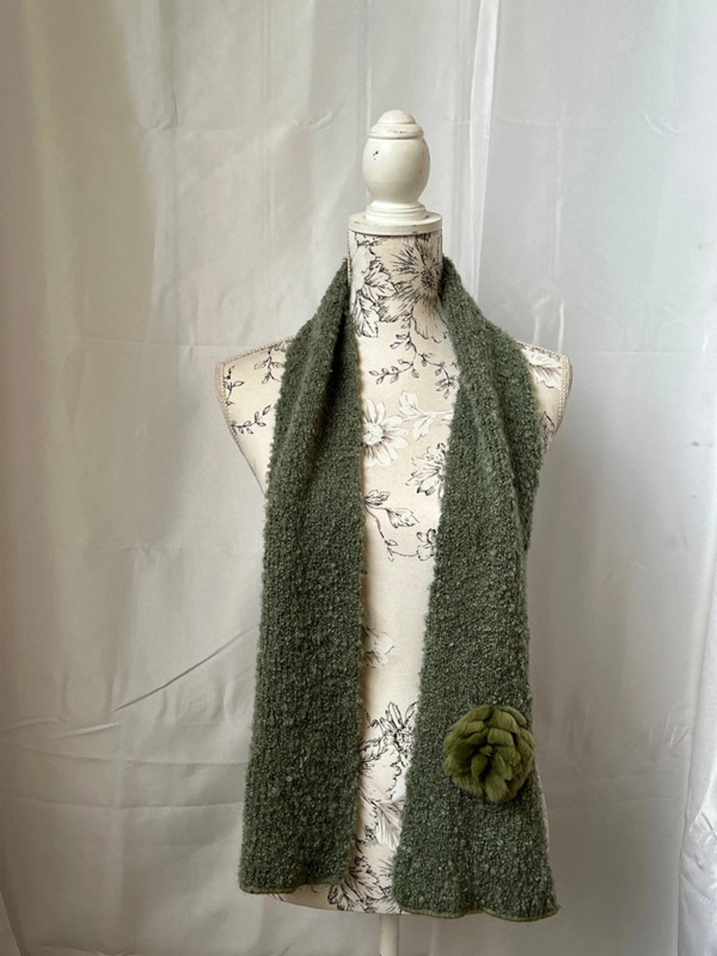 Léa Clément | Green Khaki Scarf | Mohair Blend