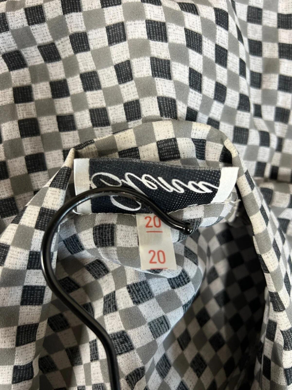 Elena | 20 | Y2k Monochrome sheer checkered print T-Shirt | Polyester