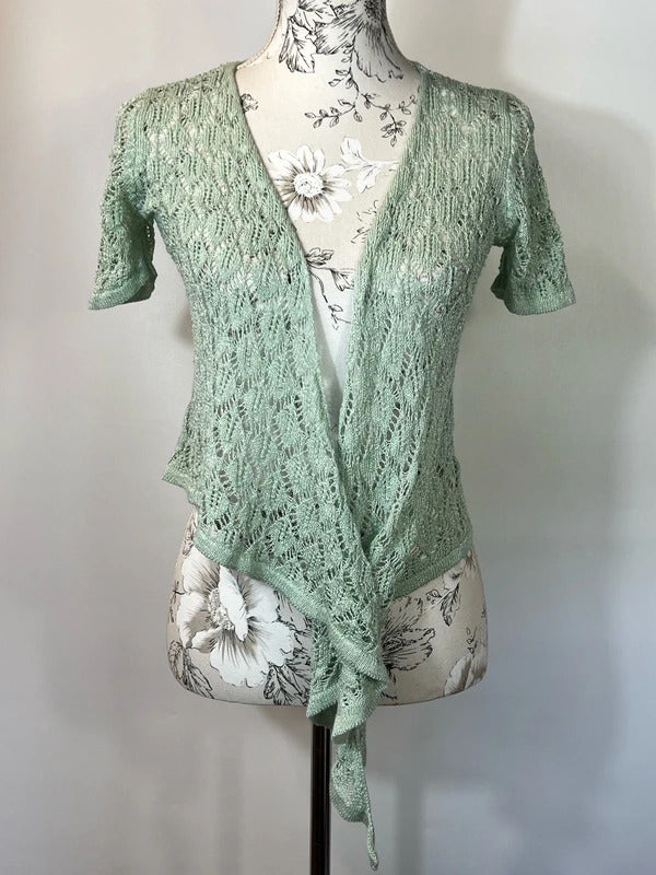 Per Una | Size 14 | Mint green crocheted bolero