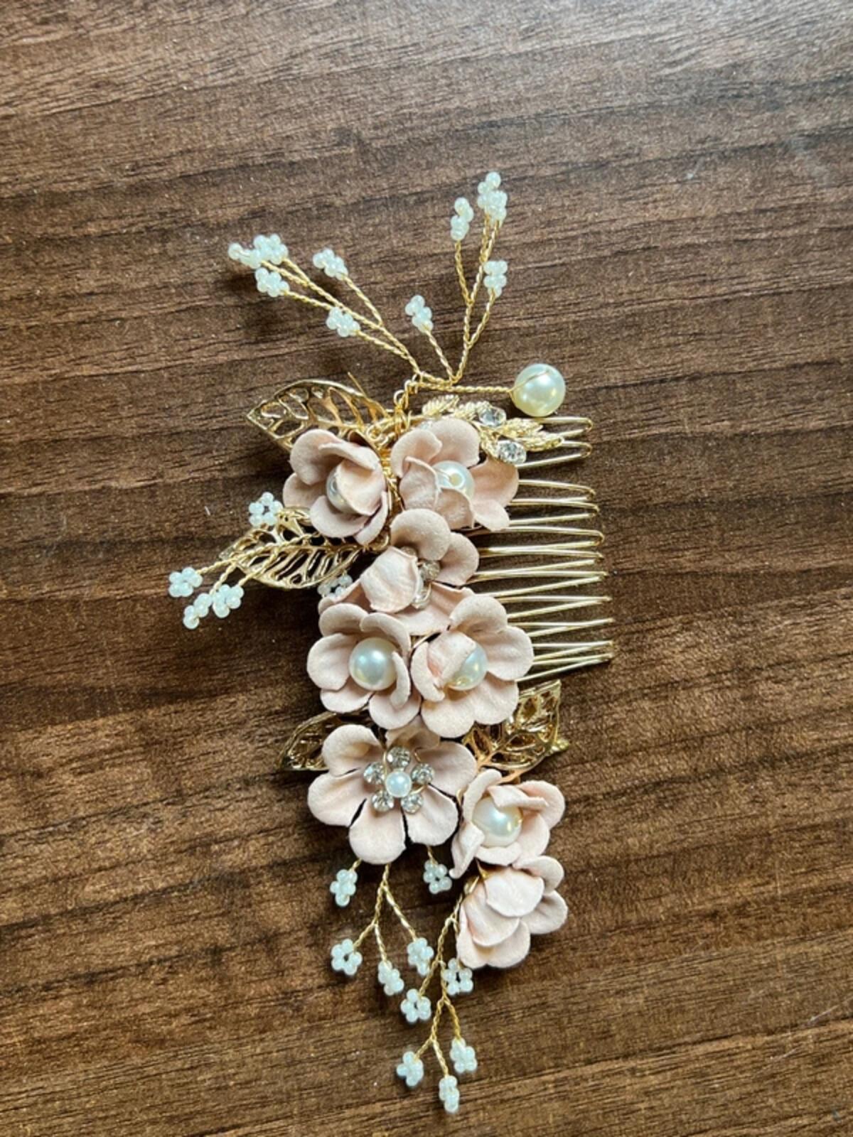 Peach flower hair accessory | Bridal/Prom/Special Occasion