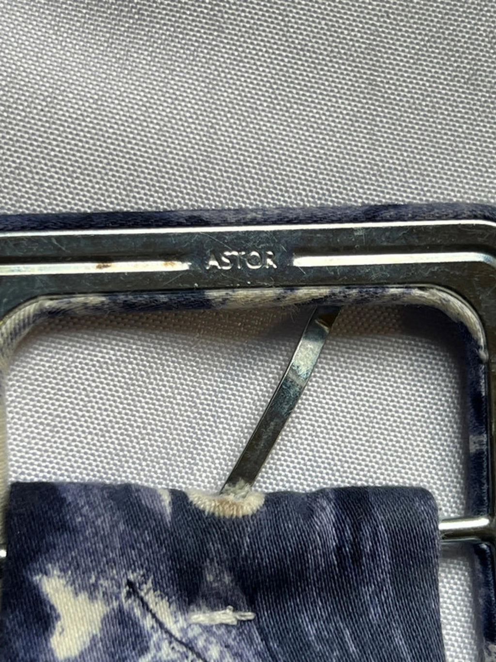 Astor | 37” Vintage Navy Blue/ White Fabric Belt |