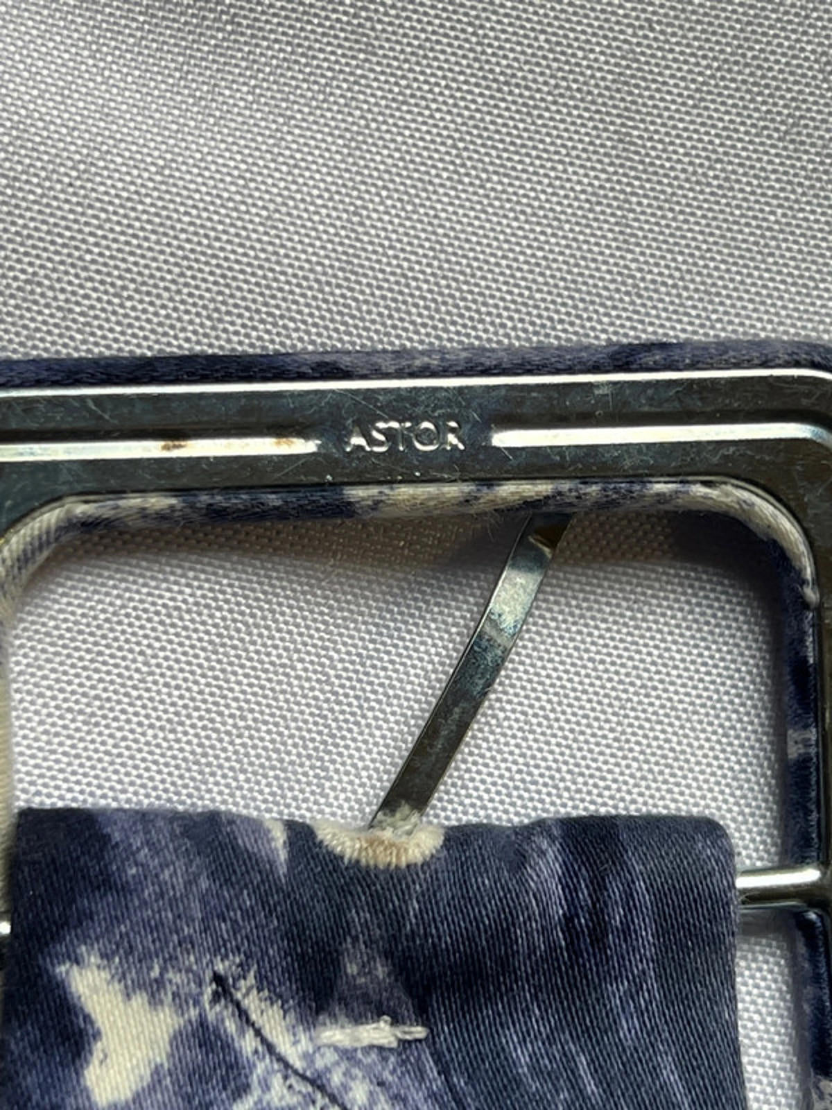 Astor | 37” Vintage Navy Blue/ White Fabric Belt |