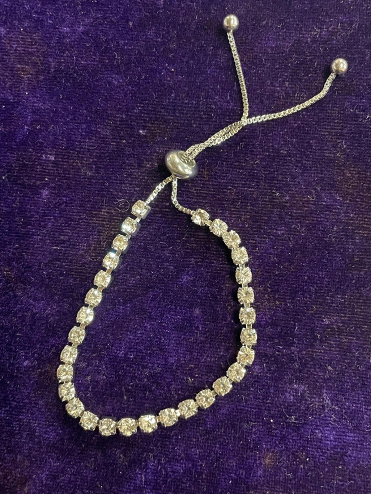 White Metal Diamanté Bracelet | Adjustable | Evening Wear