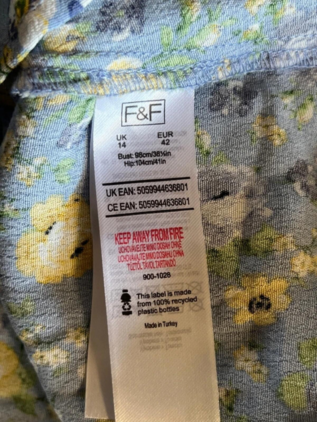 F&F | 14 | Eggshell Blue Floral Dress