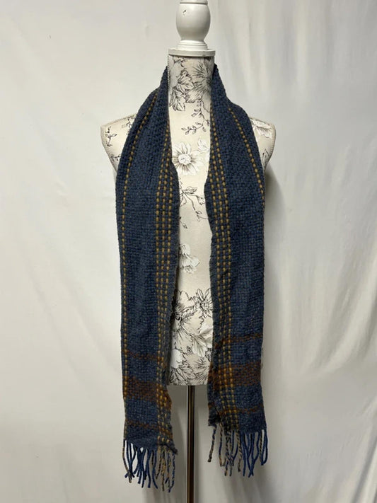 Vintage Il Moro Italian Scarf | Wool Blend | Blue/Brown
