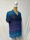 Vintage St Michael | 14 Summer Blouse Shirt | Navy/Turquoise