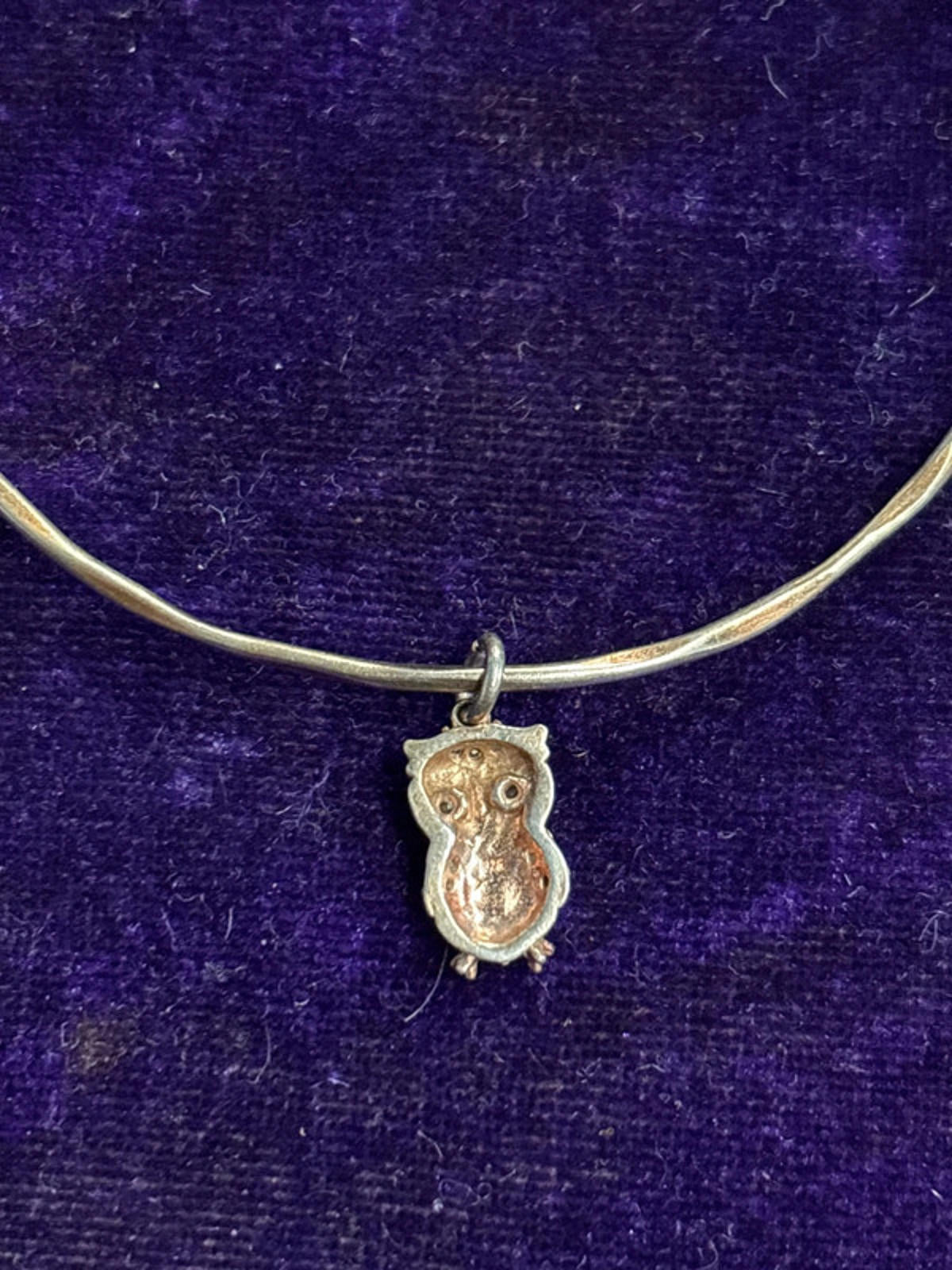 Copper Bangle with Owl Charm