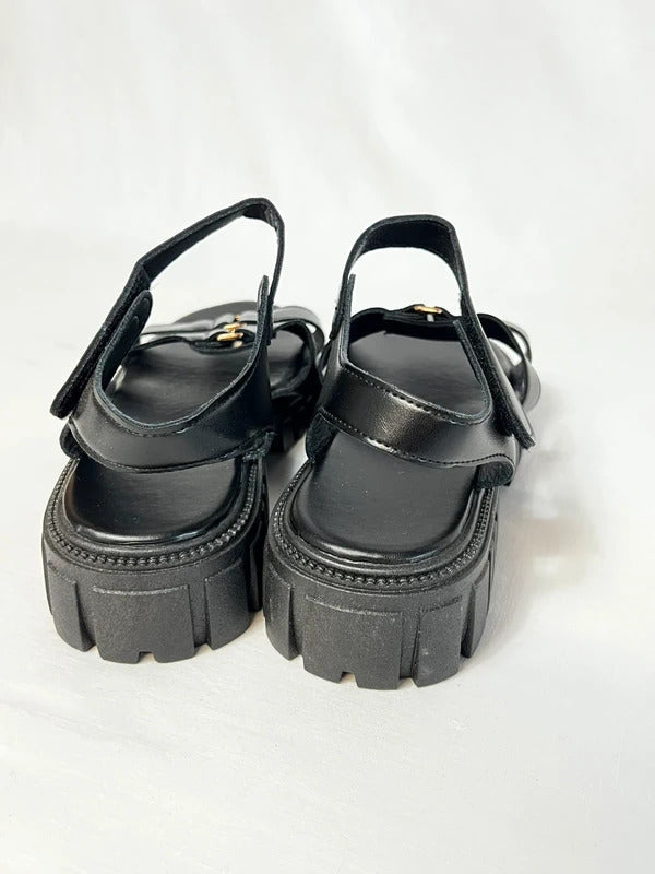 Y2K Black chunky sandals/slide ons | Size 4 / 38 EU|