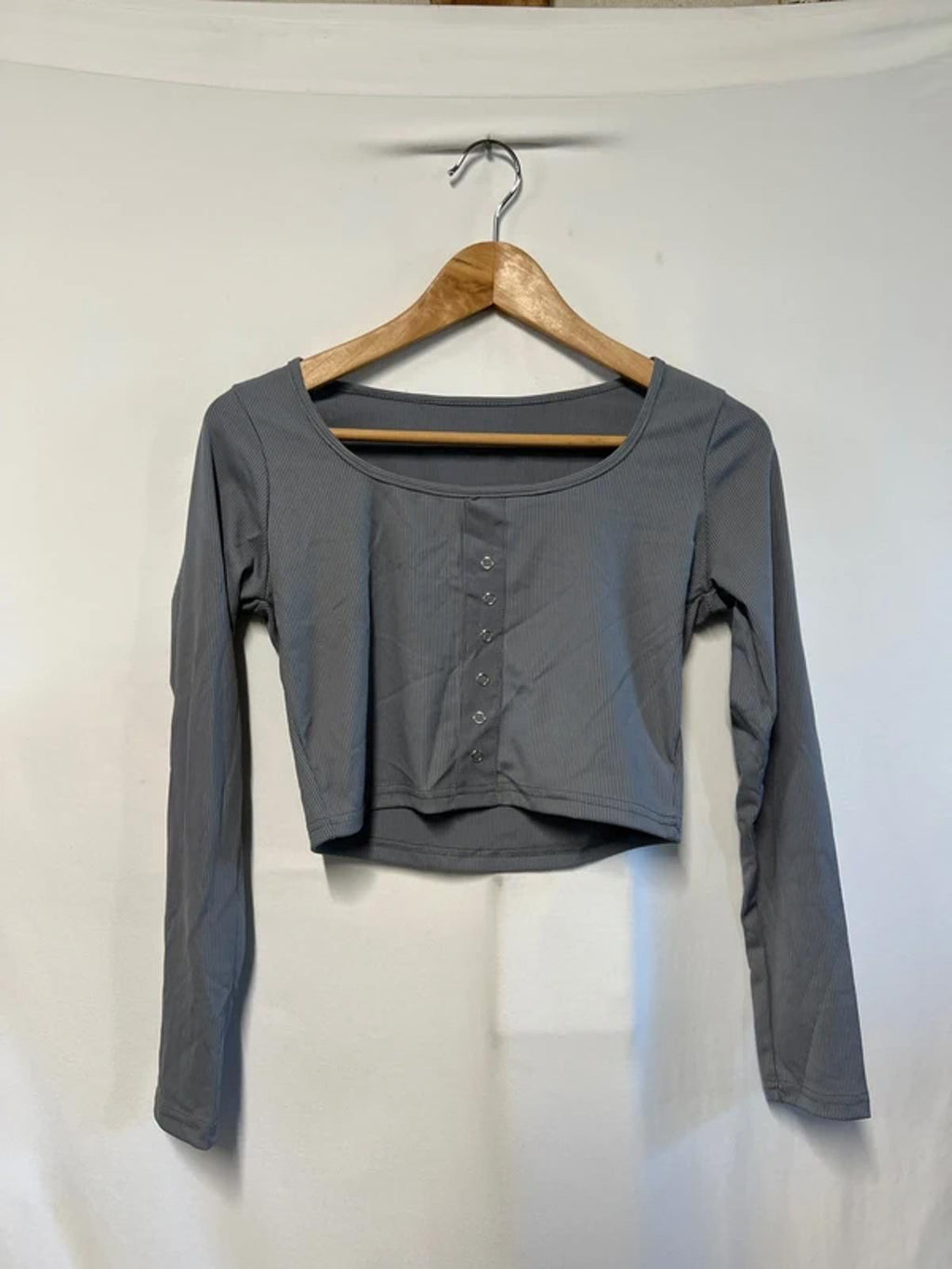 Ladies ribbed grey crop top | M/L | Viscose