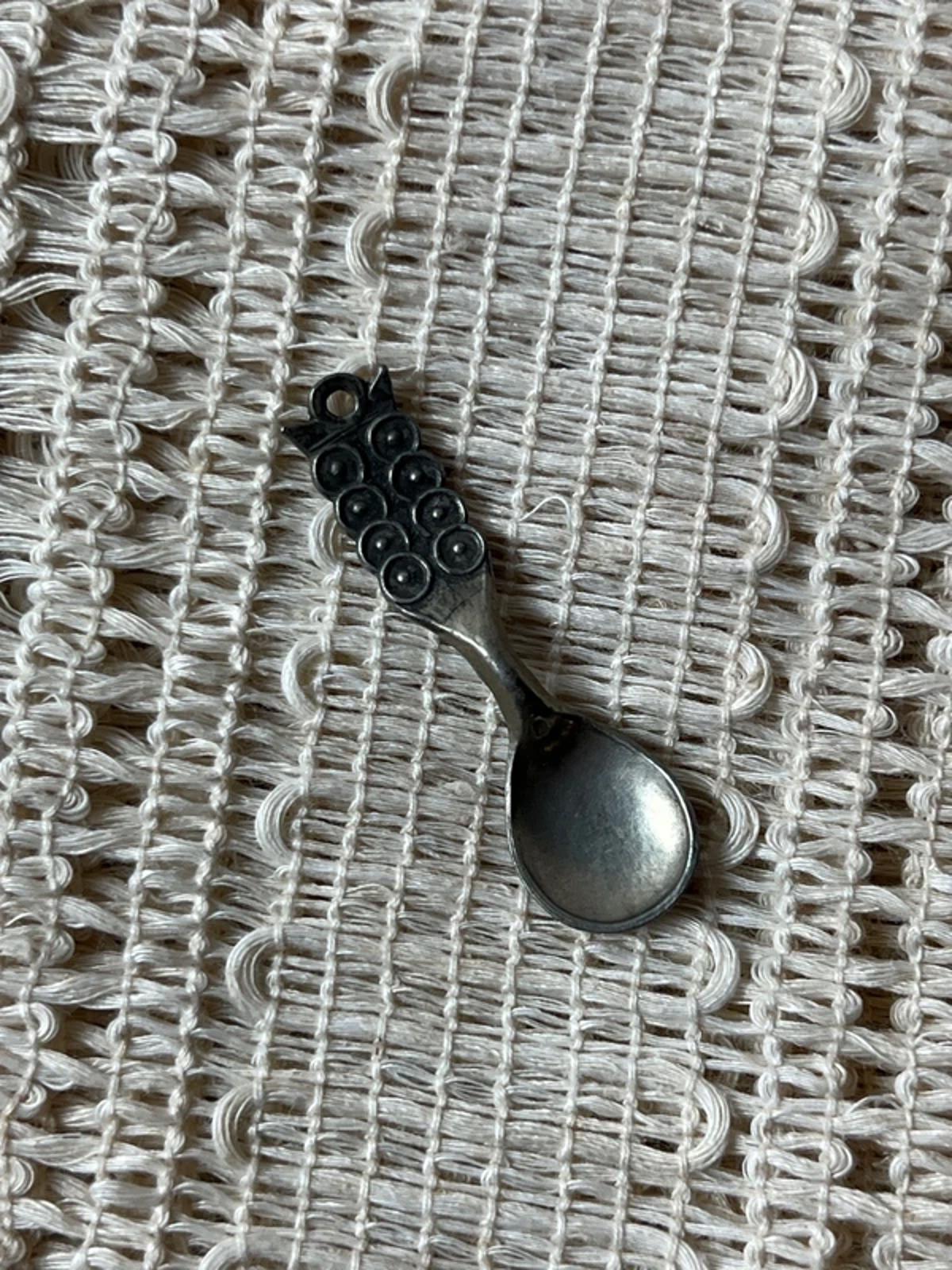 Vintage TBP Norwegian pewter salt spoon | Tin