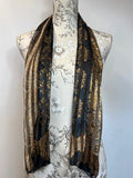 Ladies vintage mixed floral/striped brown and black scarf