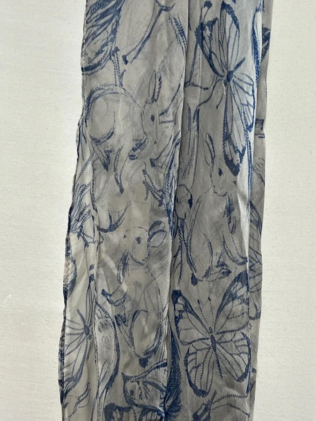 Ladies Vintage-Style Scarf | Blue and White Butterfly Pattern