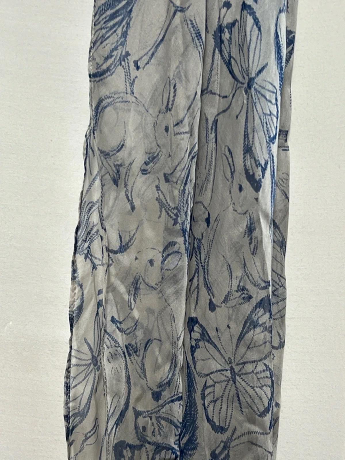 Ladies Vintage-Style Scarf | Blue and White Butterfly Pattern