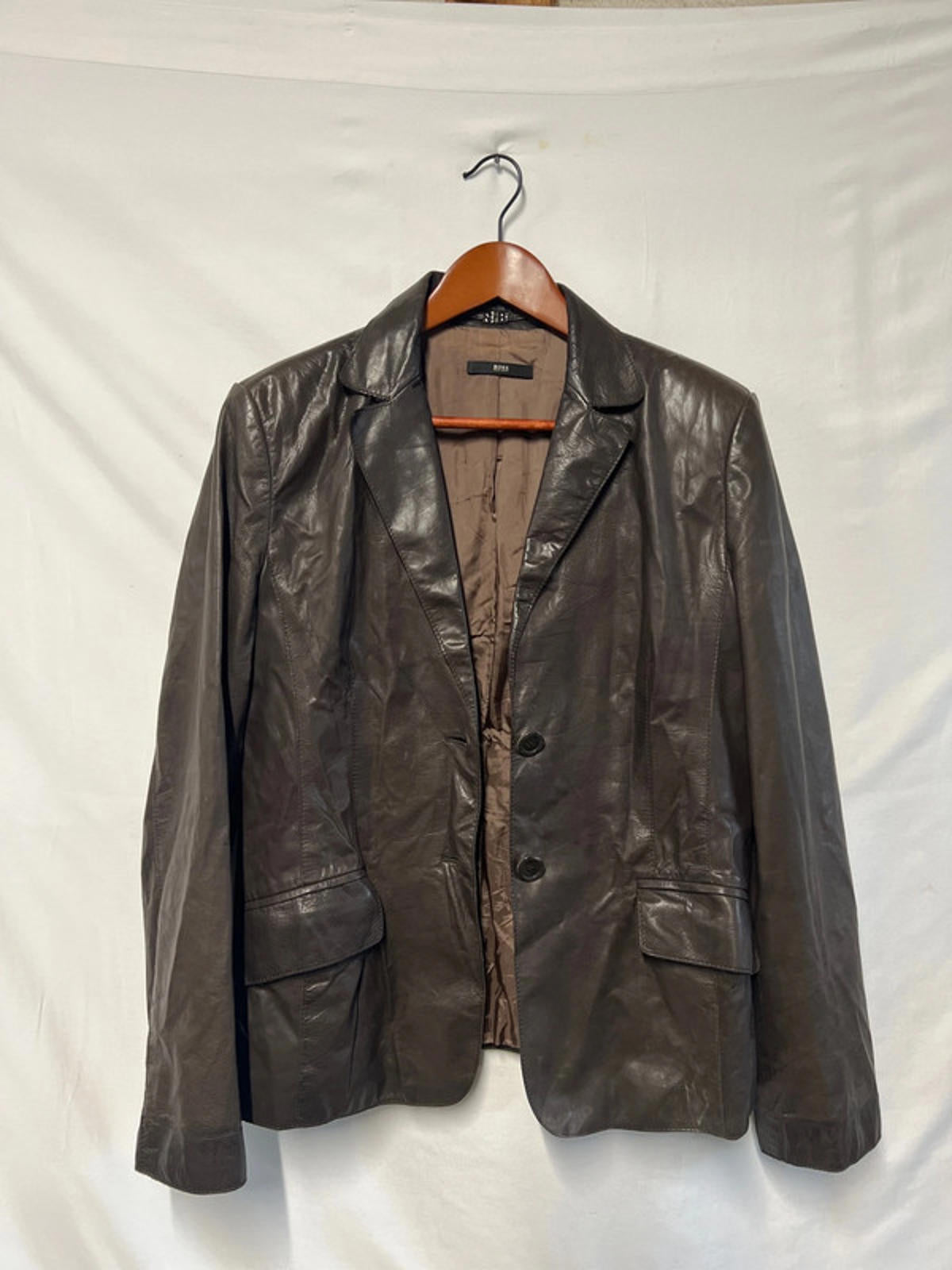 Hugo Boss| Brown Leather Jacket | Size 14