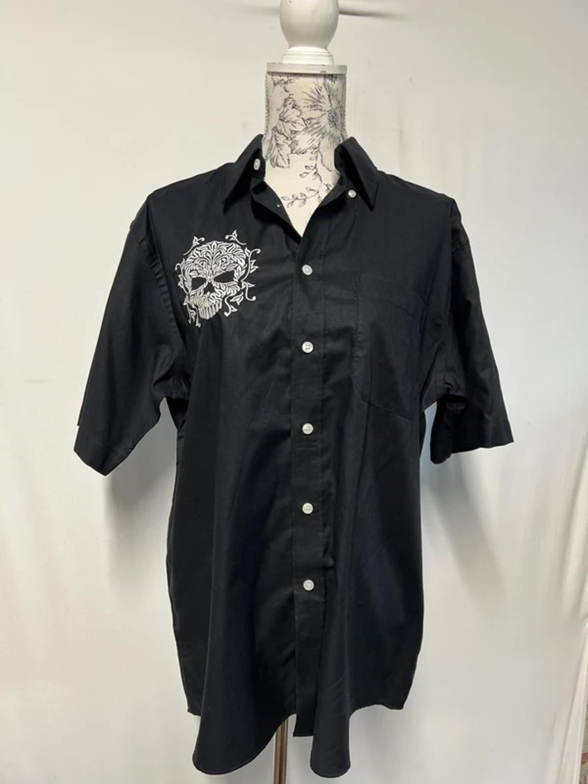 Bride & Gloom | Black Cotton Embroidered Skull Shirt