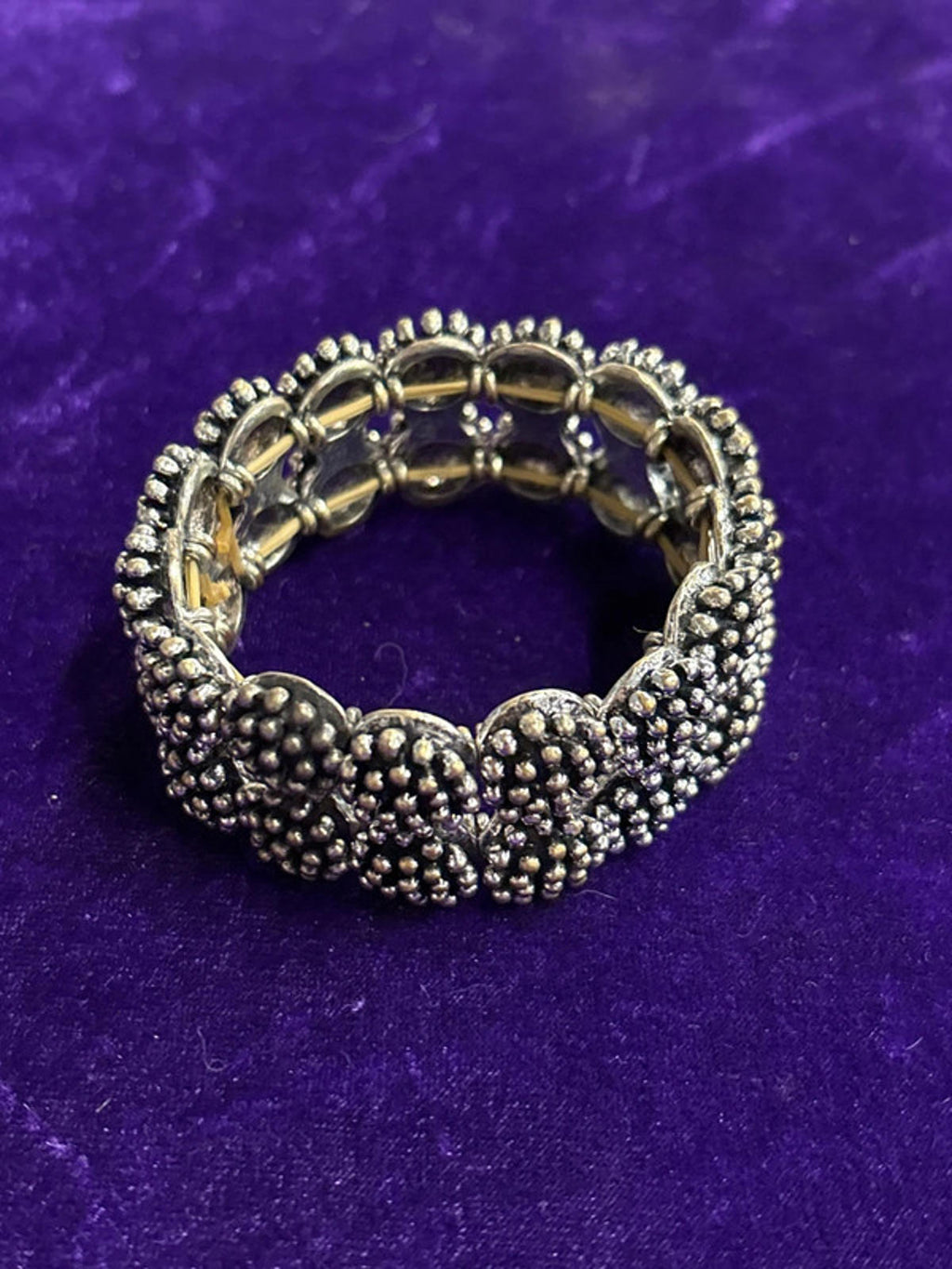 Vintage Elasticated Metal Bangle | Silver | One Size