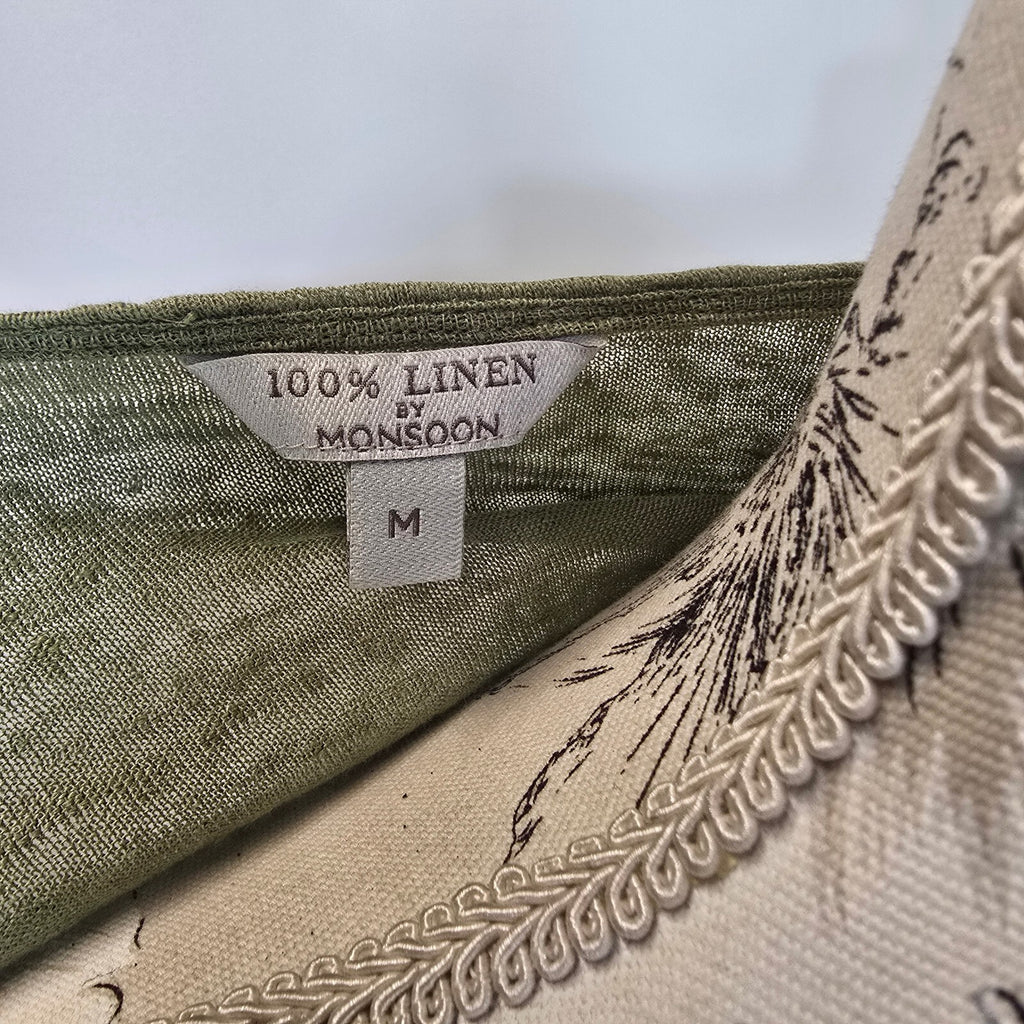 Monsoon 100% linen khaki summer top