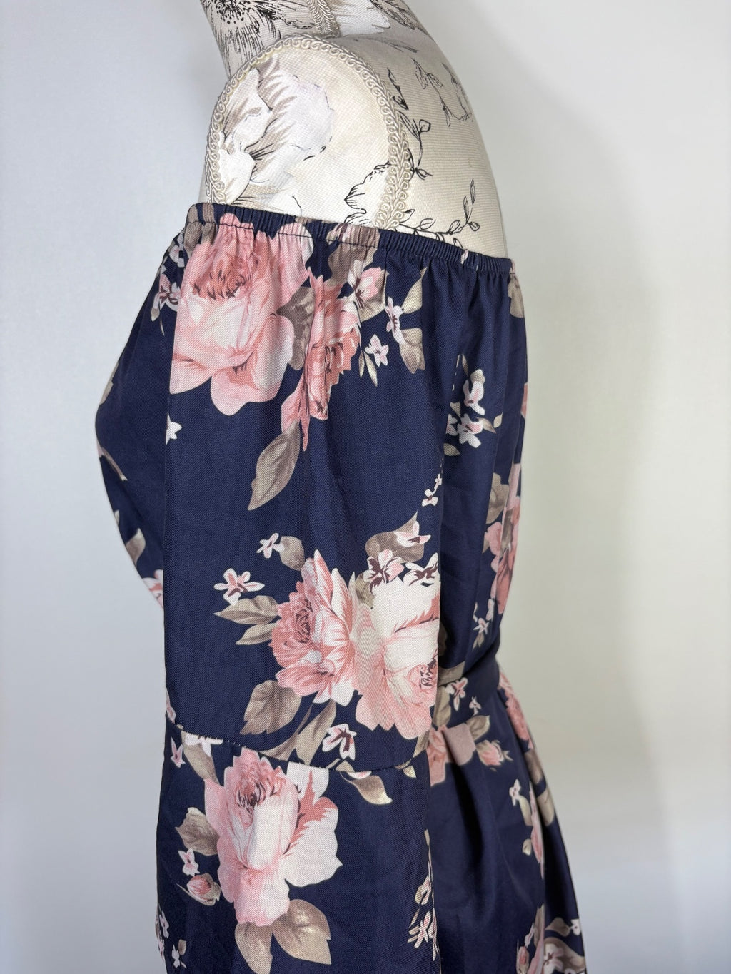 Navy and floral dress / L