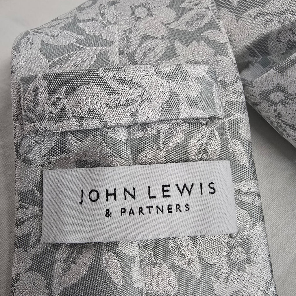 John Lewis silver 100% silk tie