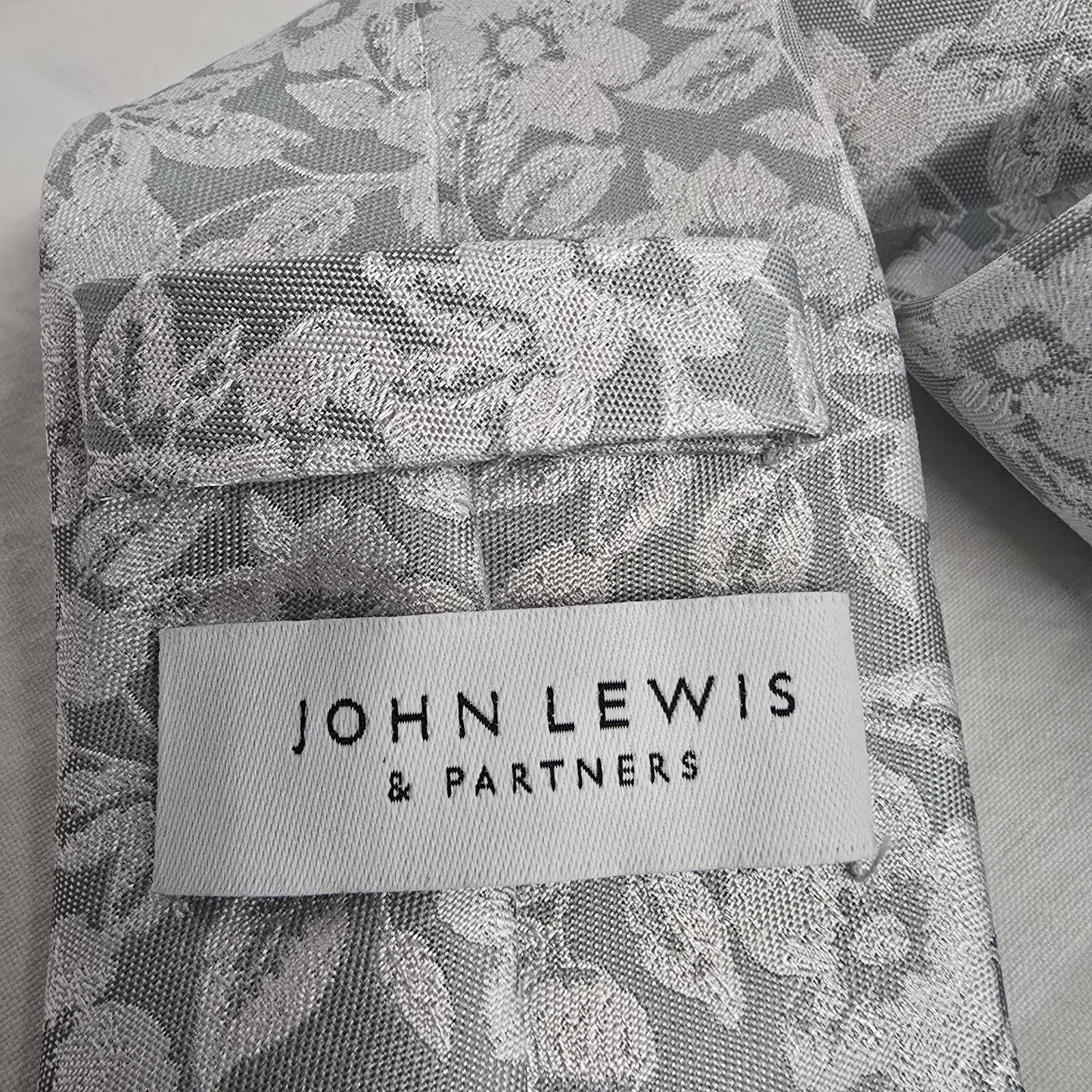 John Lewis silver 100% silk tie