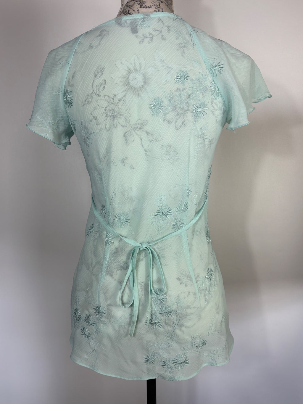 Papaya Cap sleeved sheer blouse