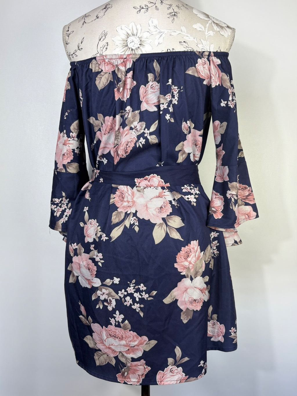 Navy and floral dress / L