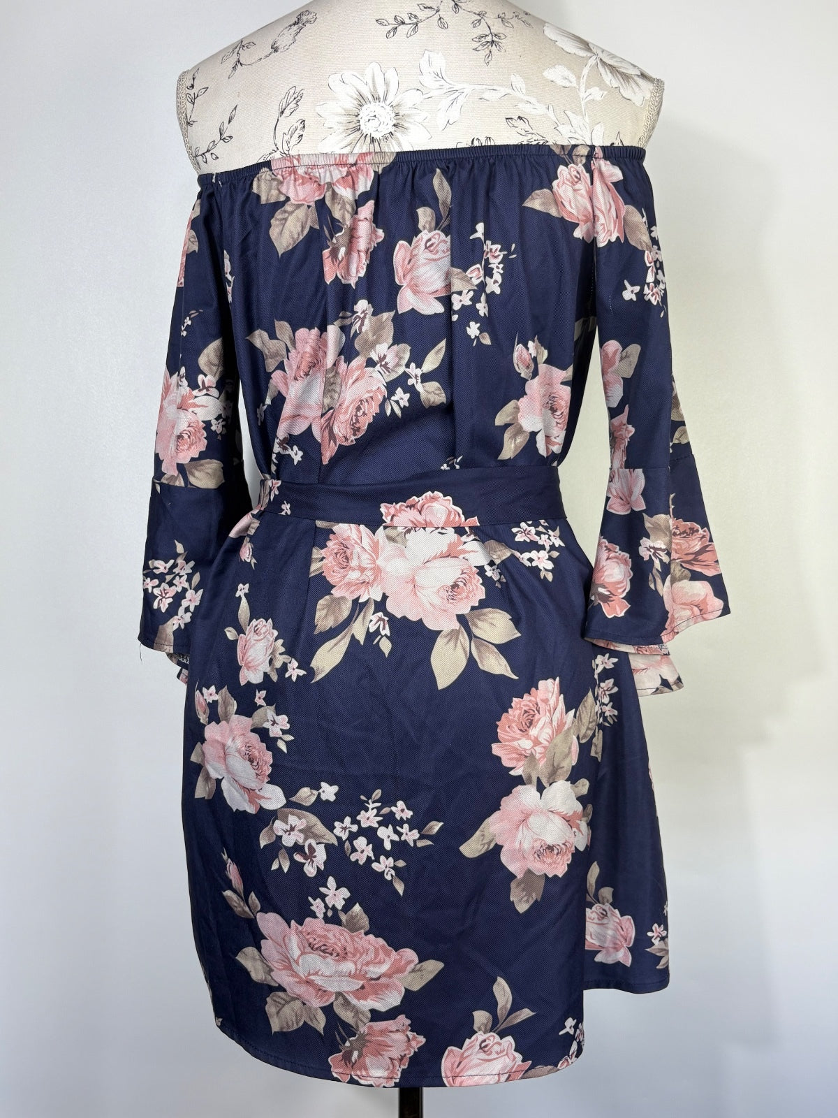 Navy and floral dress / L