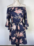 Navy and floral dress / L