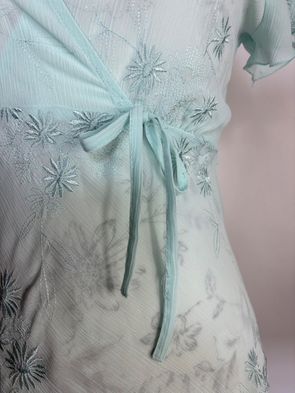 Papaya Cap sleeved sheer blouse